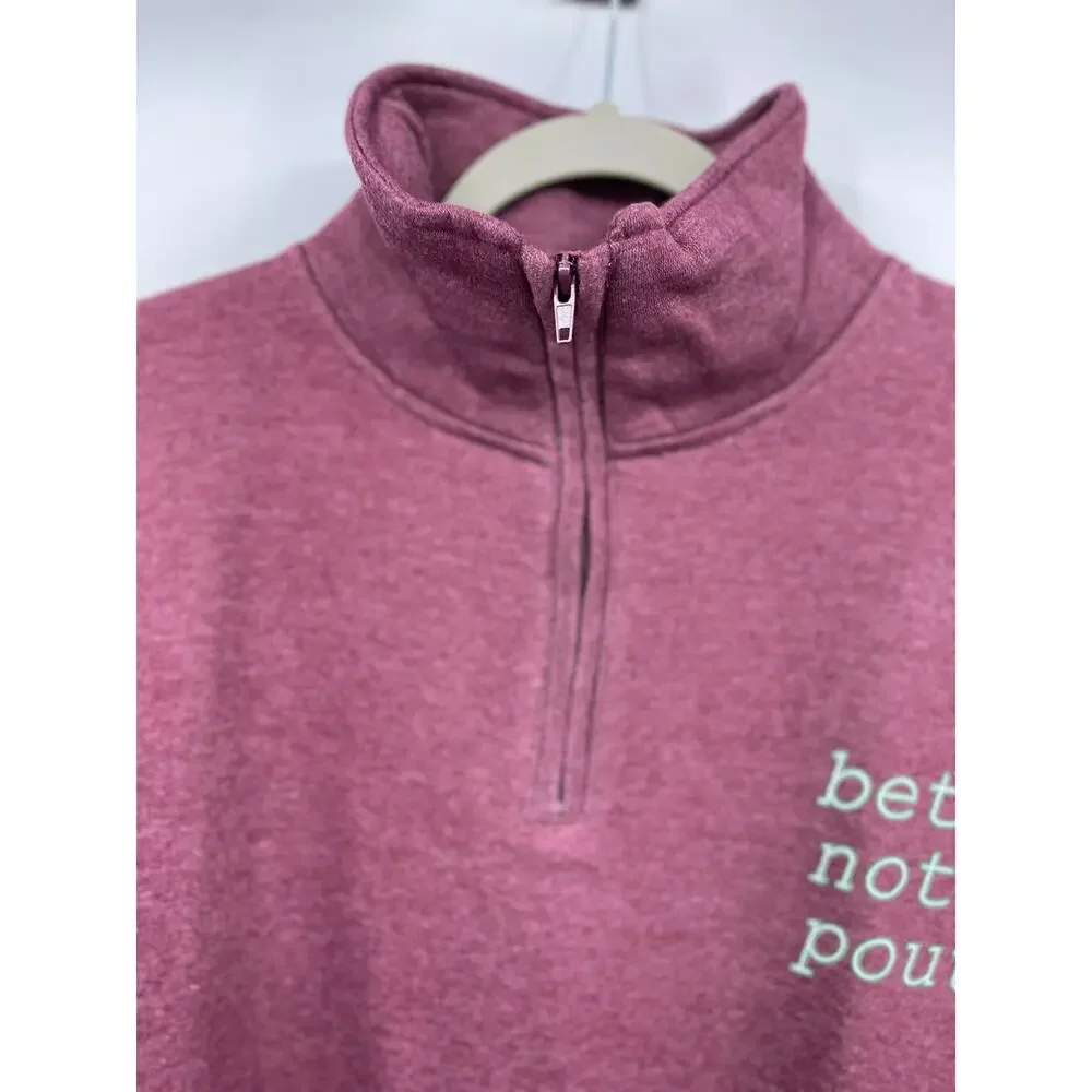Exist Mens Heather Burgundy Purple Long Sleeve 1/4 Zip Pullover Sweatshirt NEW L